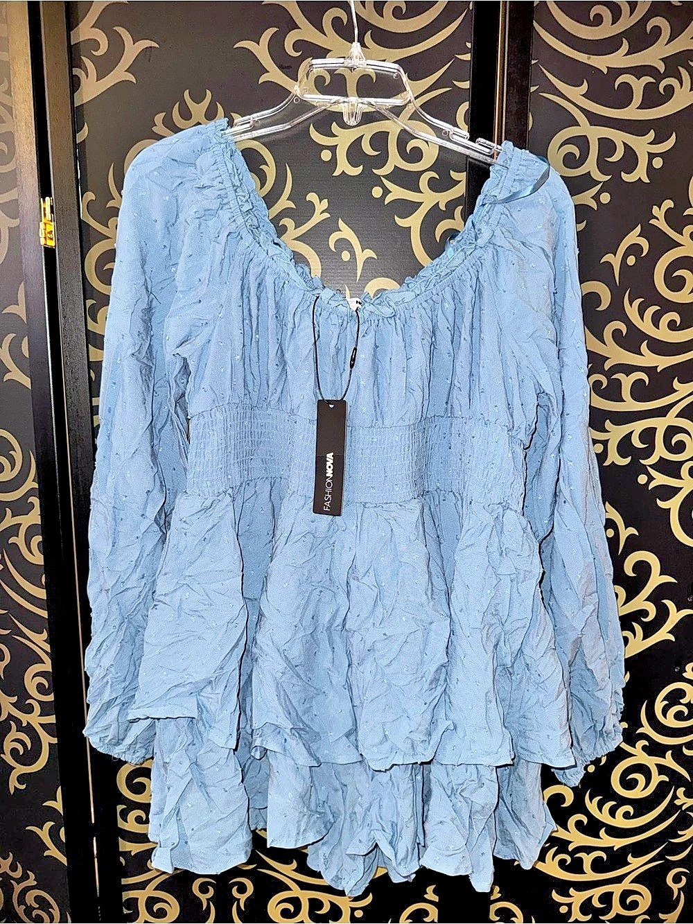 Fashion Nova Count On You Romper Light Blue Long Sleeve XL - Picture 3 of 5